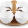 Hapjes Tapas Draaiplateau Hout Met Wit Melamine Schaaltjes - Serveerplank Borrelplank -Keukenserie Winkel 1200x766 4