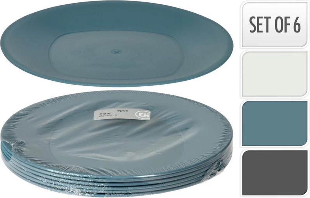 Bord Kunststof Set Van 6 Stuks (1 Stuk) Assorti 3 Bord Kunststof Set Van 6 Stuks (1 Stuk) Assorti