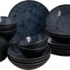 Palmer Serviesset Lester Stoneware 6-persoons 24-delig Zwart Blauw -Keukenserie Winkel 1200x770 2