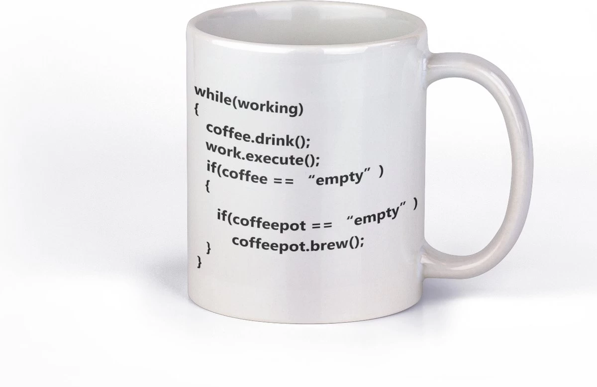Grappige Mok Voor Programmeurs | WHILE ( WORKING) | Koffiebeker Met Tekst | Cadeau Voor Hem | Kado Voor Haar | IT-er | IT-specialist | Cadeaumok 330 Ml 4 Grappige Mok Voor Programmeurs | WHILE ( WORKING) | Koffiebeker Met Tekst | Cadeau Voor Hem | Kado Voor Haar | IT-er | IT-specialist | Cadeaumok 330 Ml - Afbeelding 2