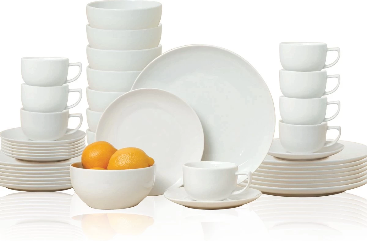 Alpina Tafelservies - Serviesset 40-delig - 8 Persoons - Vaatwasserbestendig - Geschikt Voor Magnetron - Wit 3 Alpina Tafelservies - Serviesset 40-delig - 8 Persoons - Vaatwasserbestendig - Geschikt Voor Magnetron - Wit