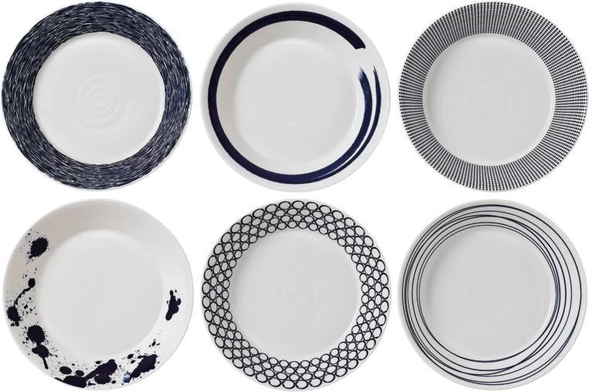 Royal Doulton Pacific - Pastaborden / Bordenset - Porselein - Wit / Blauw - ⌀ 22 Cm - 6 Stuks 3 Royal Doulton Pacific - Pastaborden / Bordenset - Porselein - Wit / Blauw - ⌀ 22 Cm - 6 Stuks