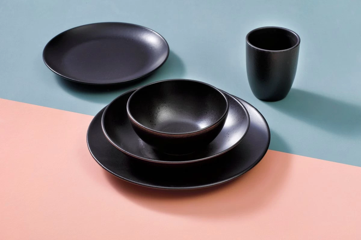 Mammoet Serviesset Moon Stoneware 6-persoons 24-delig Zwart 9 Mammoet Serviesset Moon Stoneware 6-persoons 24-delig Zwart - Afbeelding 7