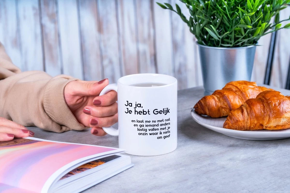 Grappige Mok Met Tekst: Jaja Je Hebt Gelijk | Grappige Cadeaus | Koffiemok | Koffiebeker | Theemok | Theebeker 5 Grappige Mok Met Tekst: Jaja Je Hebt Gelijk | Grappige Cadeaus | Koffiemok | Koffiebeker | Theemok | Theebeker - Afbeelding 3