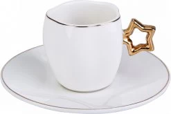 Karaca -Star- Set Van 6 Koffiekopset 80 Ml- Koffiekopjes Voor 6 Personen-Turkse Koffie-Moccakop-espressokop-12-delig, Witgoud, 6 Espressokopjes En 6 Schoteltjes, Mokkakopjes, Porselein, Koffieservies -Keukenserie Winkel 1200x804