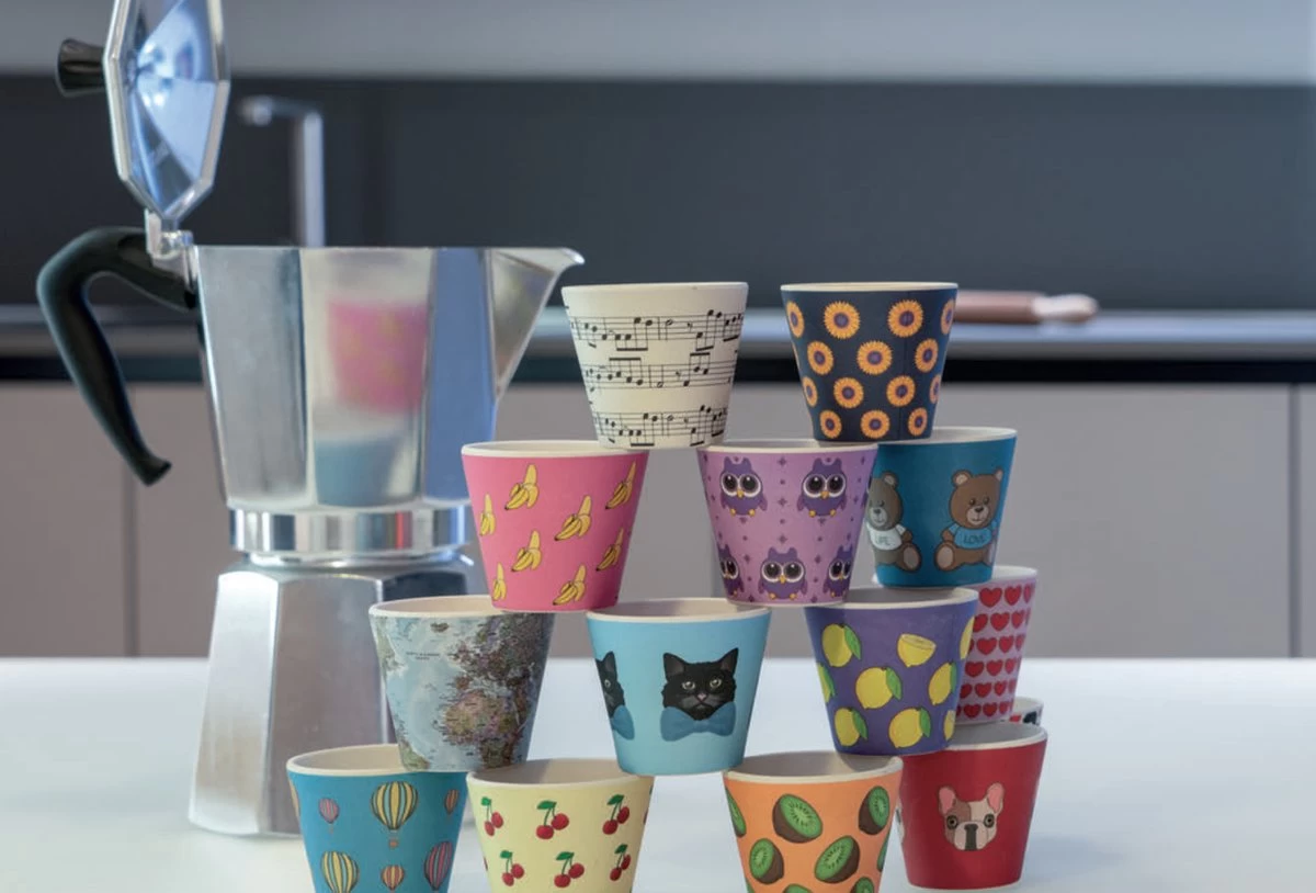 Quy Cup - 90ml Ecologische Reis Beker - Espressobeker “Peanuts Snoopy Music” Met Zwarte Siliconen Deksel 10 Quy Cup - 90ml Ecologische Reis Beker - Espressobeker “Peanuts Snoopy Music” Met Zwarte Siliconen Deksel - Afbeelding 8