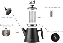 VDN RVS Theepot Dubbelwandig Met Filter - Zwarte Theekan 1 Liter - 902 -Keukenserie Winkel 1200x820 1