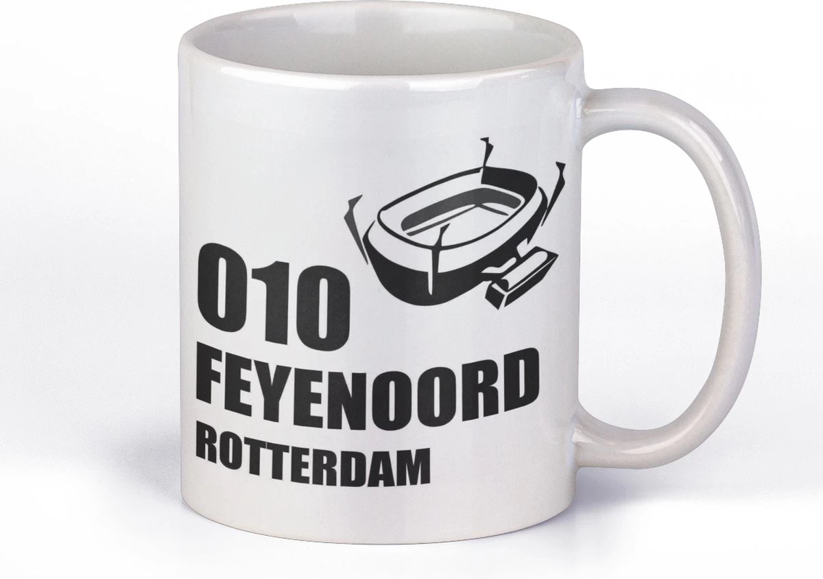 Mok Met ZWART Handvat | 010 Feyenoord Rotterdam | Met De Kuip | Mok Voor Fan | 4 Mok Met ZWART Handvat | 010 Feyenoord Rotterdam | Met De Kuip | Mok Voor Fan | - Afbeelding 2