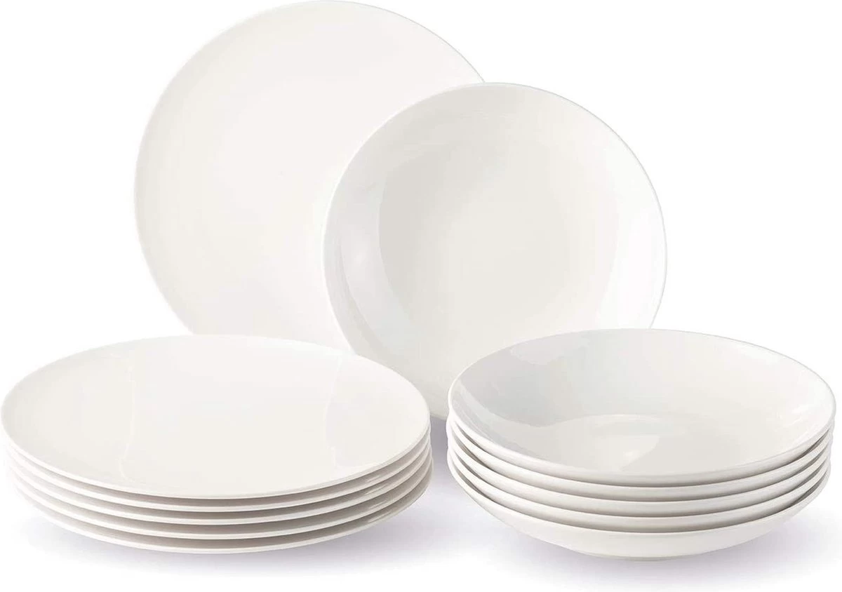 Villeroy & Boch, Vivo 19-5254-7611 Tafelservies Voor Maximaal 6 Personen, 12 Stuks, Premium Porselein, Wit 6 Villeroy & Boch, Vivo 19-5254-7611 Tafelservies Voor Maximaal 6 Personen, 12 Stuks, Premium Porselein, Wit - Afbeelding 4