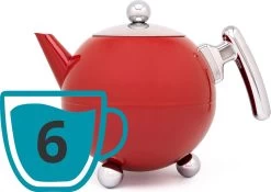 Bredemeijer - Theepot Bella Ronde 1,2L Carmine Red- Dubbelwandig -Keukenserie Winkel 1200x848