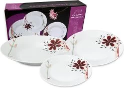 Bella Fiore Premium Serviesset 18 Delig - Serviesset - Bordenset - Borden - 6 Persoons - Elegant Design - Premium Porselein - Wit Met Bloem AR-52