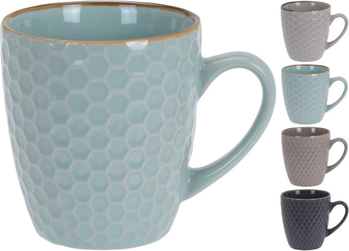 Excellent Houseware Set Van 4x Stuks Luxe Gekleurde Stoneware Bekers/koffiekopjes 200 Ml - Kopjes/koffiebekers 3 Excellent Houseware Set Van 4x Stuks Luxe Gekleurde Stoneware Bekers/koffiekopjes 200 Ml - Kopjes/koffiebekers