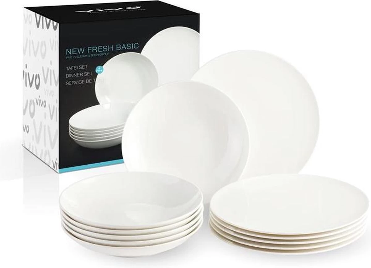 Villeroy & Boch Vivo New Fresh Basic Tafel Serviesset - 6 Personen - 12 Delig - Porselein 4 Villeroy & Boch Vivo New Fresh Basic Tafel Serviesset - 6 Personen - 12 Delig - Porselein - Afbeelding 2