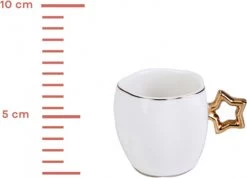 Karaca -Star- Set Van 6 Koffiekopset 80 Ml- Koffiekopjes Voor 6 Personen-Turkse Koffie-Moccakop-espressokop-12-delig, Witgoud, 6 Espressokopjes En 6 Schoteltjes, Mokkakopjes, Porselein, Koffieservies -Keukenserie Winkel 1200x867