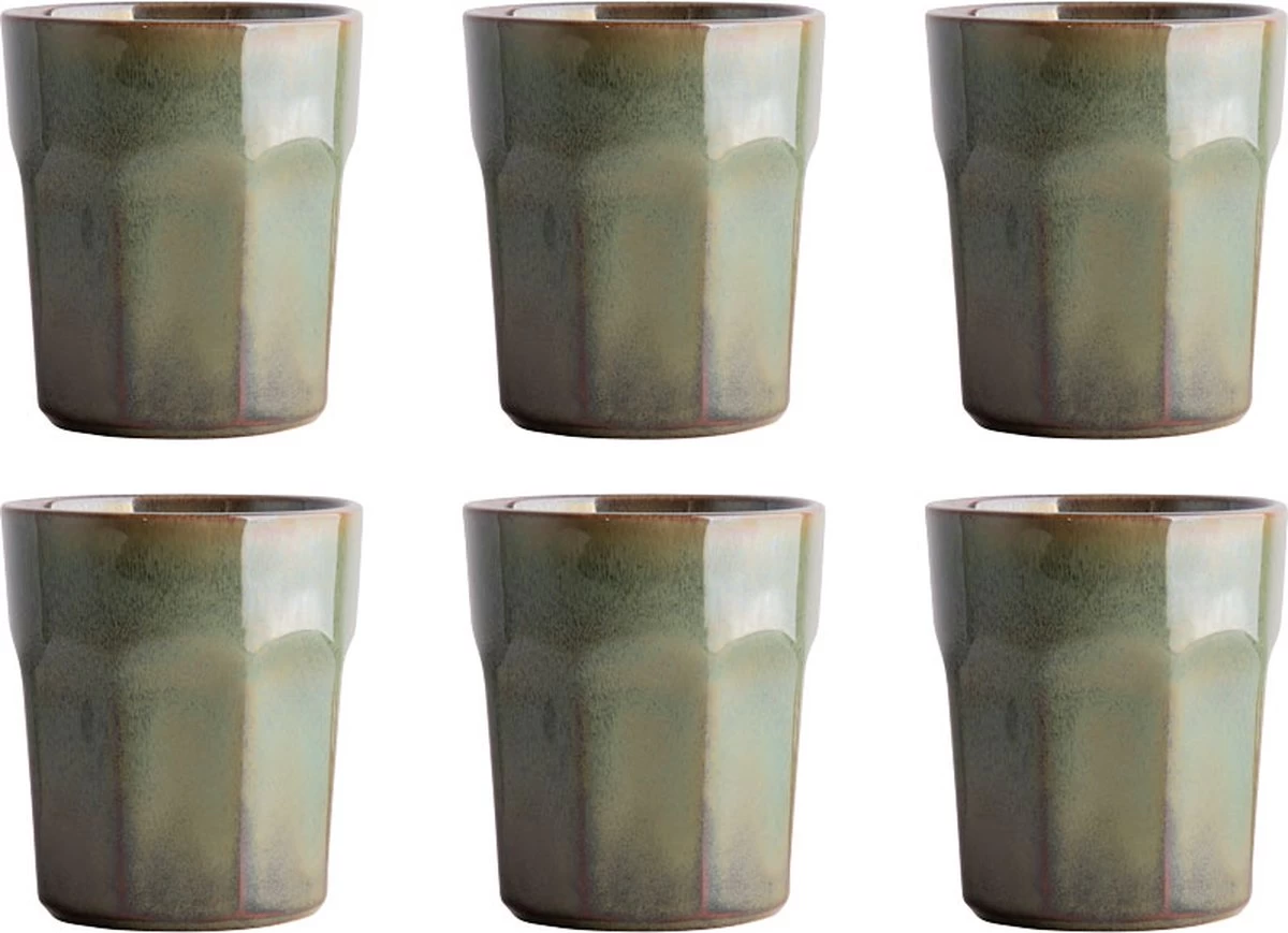 Gusta Chantilly - Mok - Kopje - 280ml - Groen - Set 6 Stuks 3 Gusta Chantilly - Mok - Kopje - 280ml - Groen - Set 6 Stuks