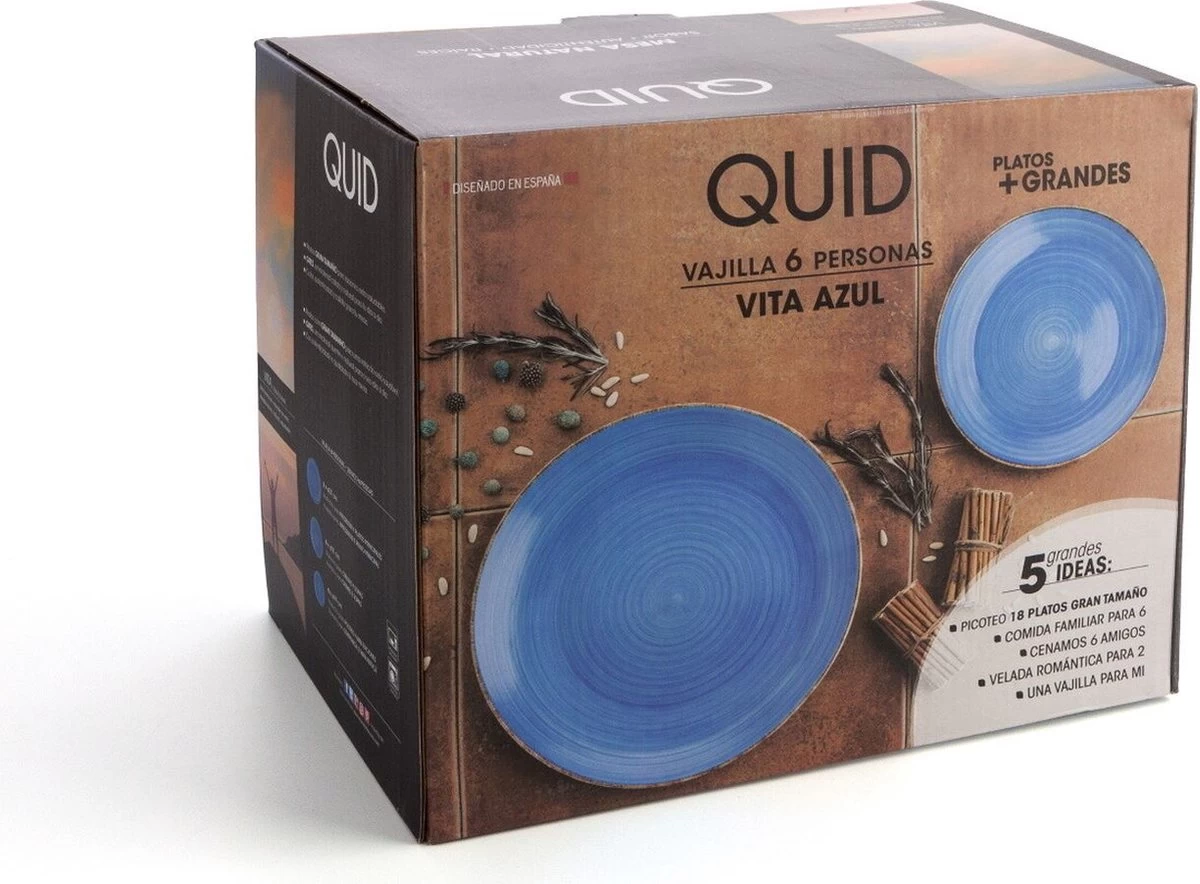 Quid | 18-delige Bordenset | Aardenwerk Bordenset | Vita Azul | Blauw 8 Quid | 18-delige Bordenset | Aardenwerk Bordenset | Vita Azul | Blauw - Afbeelding 6