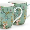 Pip Studio Jolie - Set 2 Tassen Flowers - Small 145ml - Mokken Klein - Bloemen - Groen