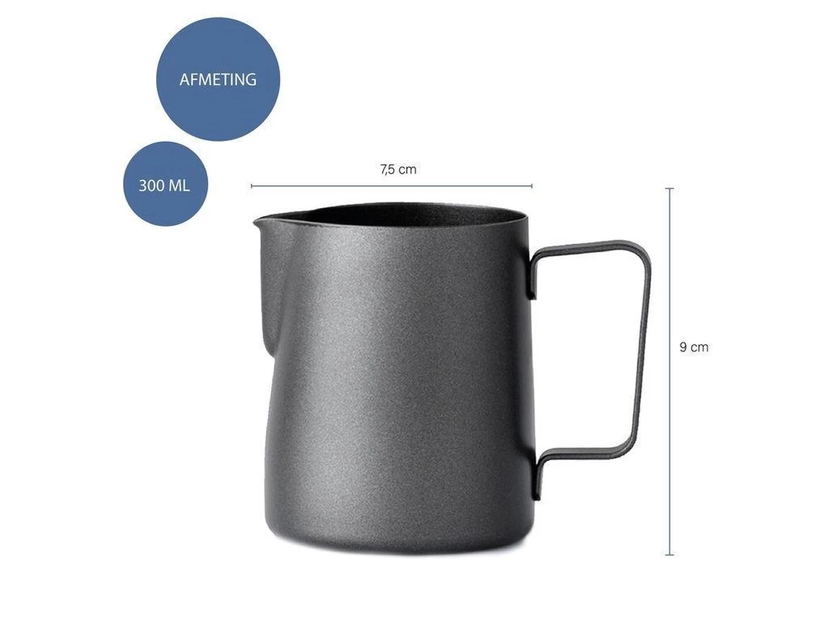 Krumble Melkkannetje 300ml / RVS Melkopschuimkan / Melkkan / Antraciet - Zwart 10 Krumble Melkkannetje 300ml / RVS Melkopschuimkan / Melkkan / Antraciet - Zwart - Afbeelding 8
