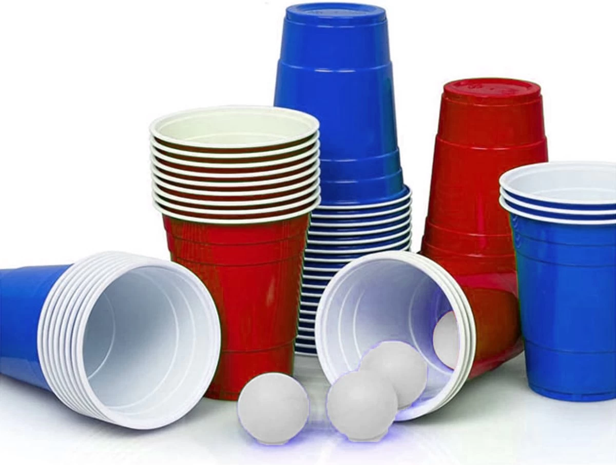 Merkloos Beerpong - 50 Stuk(s) Blue Cups & Red Cups Inc. 3 Ballen - Beerpong Drankspel - Plastic Bekers 3 Merkloos Beerpong - 50 Stuk(s) Blue Cups & Red Cups Inc. 3 Ballen - Beerpong Drankspel - Plastic Bekers
