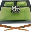 Sushi Servies Set 2 Personen | Groen | Luxe Sushi Servies | Handgemaakt | Sushi Bord En Schaaltjes | 2 Paar Chopsticks | Japanse Kwaliteit | Kirin Gumi Fine Collection | Keramiek | Vaatwasser Bestendig | 5-delig -Keukenserie Winkel 1200x926