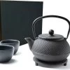 Tealøv THEE SET 800 ML GIETIJZER | COMPLETE SET IN GESCHENKDOOS | Gietijzeren Theepot Met Roestvrijstalen Zeef, Gietijzeren Theekopjes En Onderzetter | In Authentiek Japanse Stijl | Arare Zwart -Keukenserie Winkel 1200x929 3