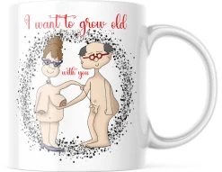 Valentijn Mok Met Tekst: I Want To Grow Old With You | Valentijn Cadeau | Valentijn Decoratie | Grappige Cadeaus | Koffiemok | Koffiebeker | Theemok | Theebeker