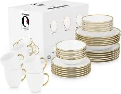 Vtwonen Serviesset - Wit/Goud - Porselein - 36-Delig -Keukenserie Winkel 1200x930 5