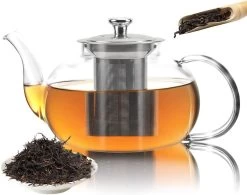 Glazen Theepot Met Filter (RVS) - 1.2 Liter - Thee Infuser – Borosilicaat – Anti-druppel Tuit