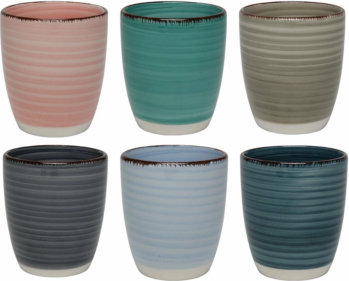 Tavola - Koffiemokken - Zonder Oor - Kleurrijk - Aardewerk - 160Ml - 6 Stuks - Ibizia 9 Tavola - Koffiemokken - Zonder Oor - Kleurrijk - Aardewerk - 160Ml - 6 Stuks - Ibizia - Afbeelding 7