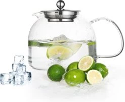 Monzana Theepot Glas - Met Theepotverwarmer – Voor 1,5 Liter RVS Zeef -Keukenserie Winkel 1200x979 2