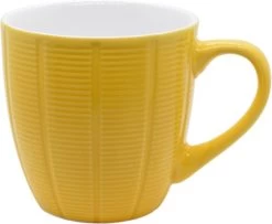 Orange85 Koffiekopjes Gekleurd - Set Van 6 - Koffiemokken - Streep - 200 Ml - Reliëf - Aardewerk - Met Oor - Theemokken -Keukenserie Winkel 1200x984