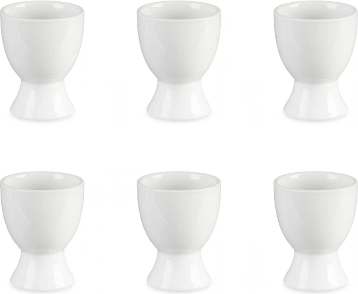 Eierdopjes – Set Van 6 Stuks – Porselein – Wit