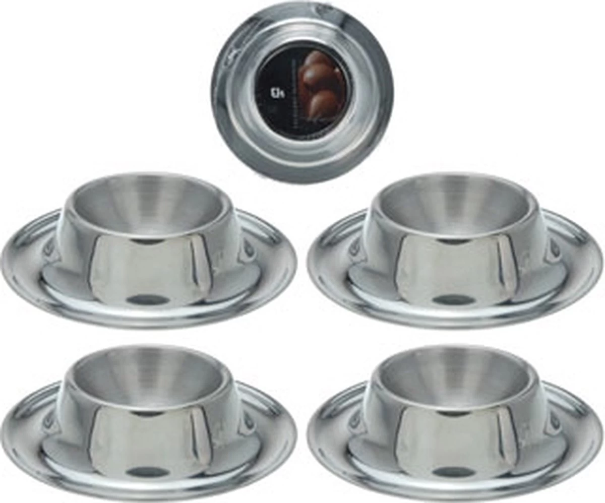 Excellent Houseware - Eierdopjes Set Van 4 Stuks Ø 8.5cm - RVS Metaal