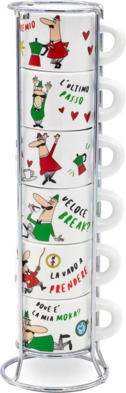 Bialetti Impilabili Italia Espresso Kopjes In Rek 6 Stuks -Keukenserie Winkel 385x1200