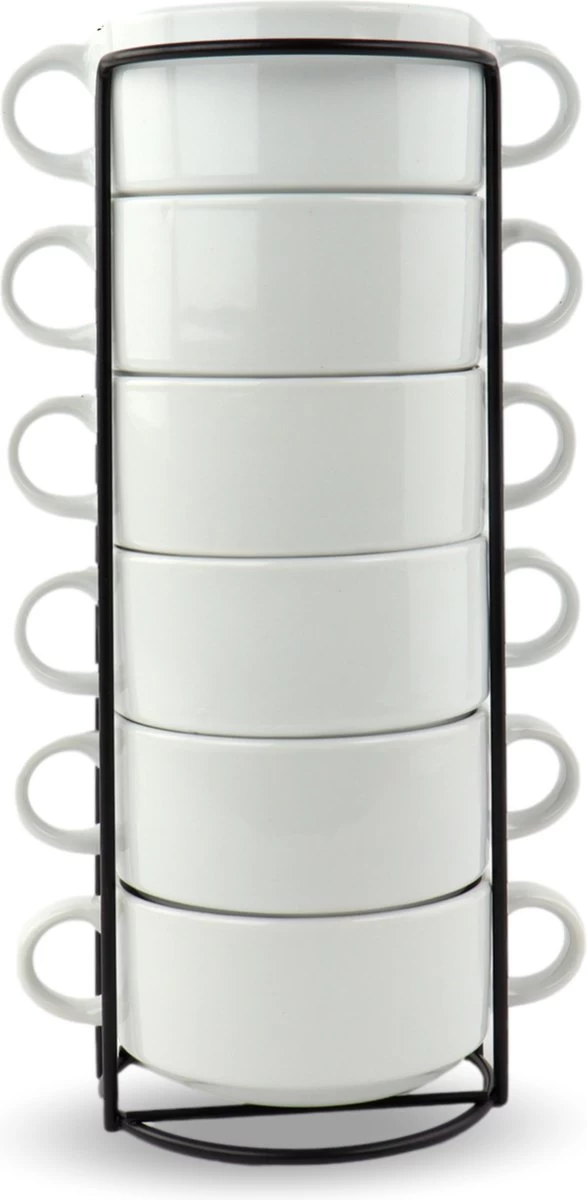 Orange85 Soepkommen - Met Oor - Set Van 6 - Wit - Rond - Met Houder 3 Orange85 Soepkommen - Met Oor - Set Van 6 - Wit - Rond - Met Houder