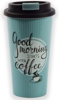 Travel Mug - 450 Ml - Koffiebeker To Go - Mok Koffie Of Thee - Reisbeker, Koffiebeker - Coffee To Go Beker - CRUISING TRAVEL MUG - To-Go Beker GOODMORNING Kleine Formaat