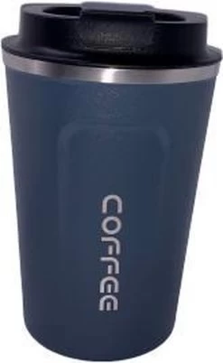 Koffiebeker To Go | Lekvrije Thermosbeker | Thermosfles | RVS Reisbeker | Dubbelwandige Travel Mug | 380 Ml | Blauw -Keukenserie Winkel 738x1200