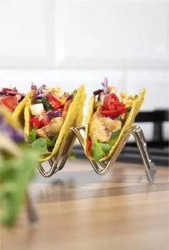 Krumble Taco Houder - Taco En Tortilla Houder Voor 4 Stuks - Serveerschalen - Koken & Tafelen - Kookgerei - Snack- & Tappasschalen - Metaal - Zilver -Keukenserie Winkel 813x1200