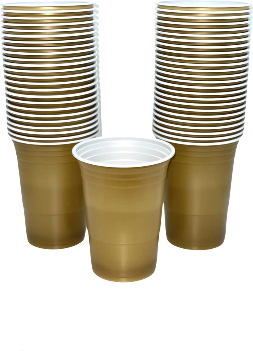 Merkloos Gold Cups - 50stuk(s) - 475ml - Party Cups - Drankspel - Beerpong Bekers - Beerpong - Plastic Bekers 3 Merkloos Gold Cups - 50stuk(s) - 475ml - Party Cups - Drankspel - Beerpong Bekers - Beerpong - Plastic Bekers