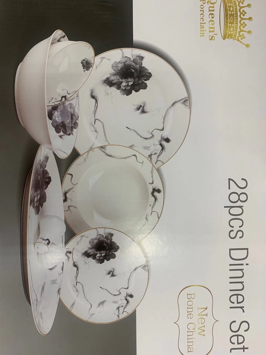 Servies Set 28 Delig Zilver Randje 4 Servies Set 28 Delig Zilver Randje - Afbeelding 2