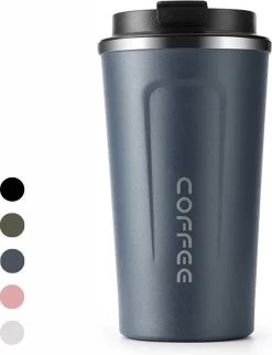 Premium RVS Koffiebeker To Go - Thermosbeker - Theebeker - 380ml - Blauw