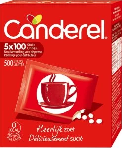 3x Canderel Rood Zoetjes Navulling 500 Stuks